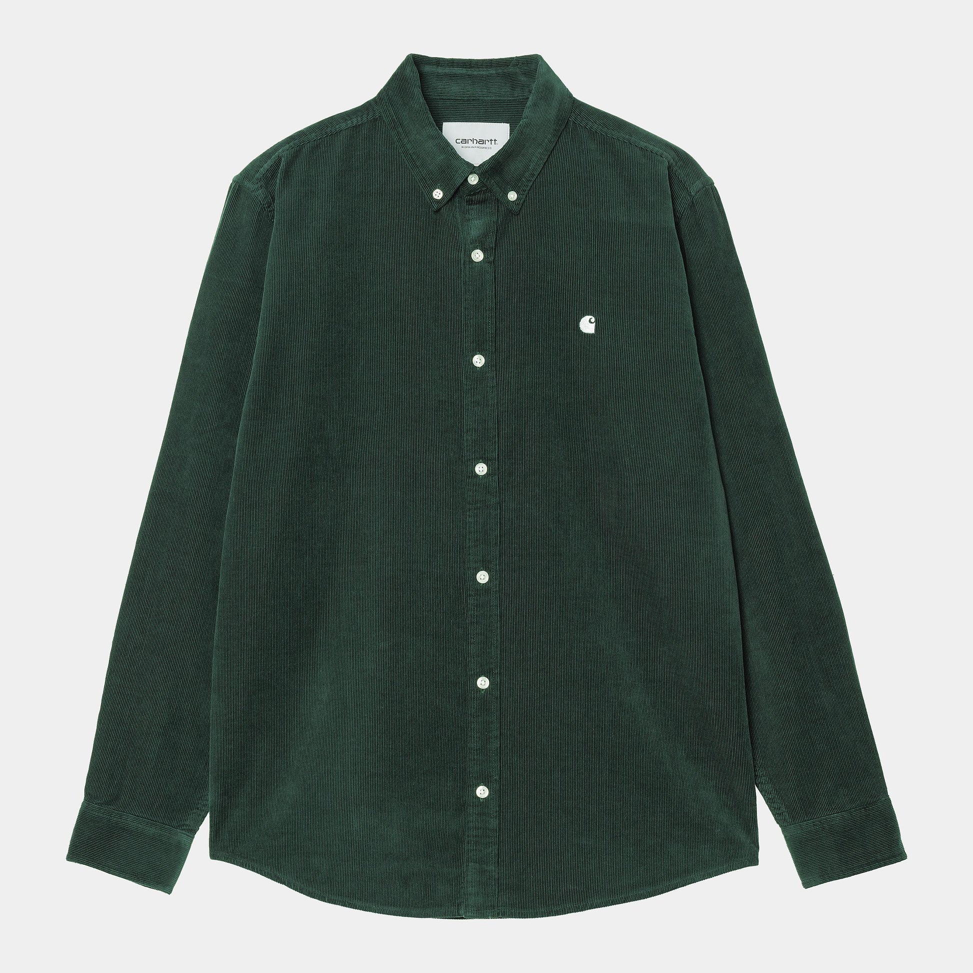 Chemise Carhartt Wip MADISON FINE CORD L/S SHIRT Conifer Wax