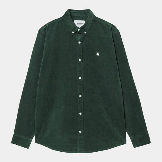 Chemise Carhartt Wip MADISON FINE CORD L/S SHIRT Conifer Wax