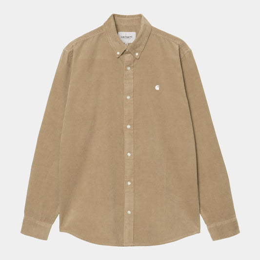 Chemise Carhartt Wip MADISON FINE CORD L/S SHIRT Leather Wax