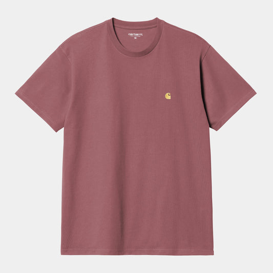 T Shirt Carhartt Wip CHASE S/S TEE Dusty Fushia Gold