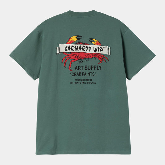 T Shirt Carhartt Wip CRAB PAINT S/S TEE Silver Pine
