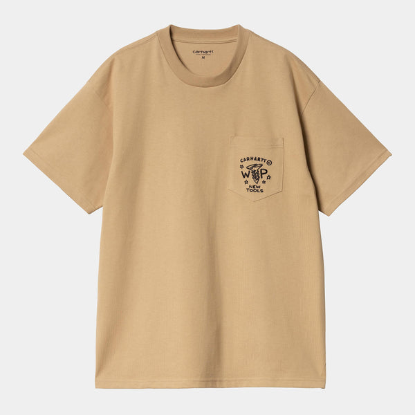 T Shirt Carhartt Wip FRAGMENTS POCKET S/S TEE Dusty H Brown Black — Carhartt wip