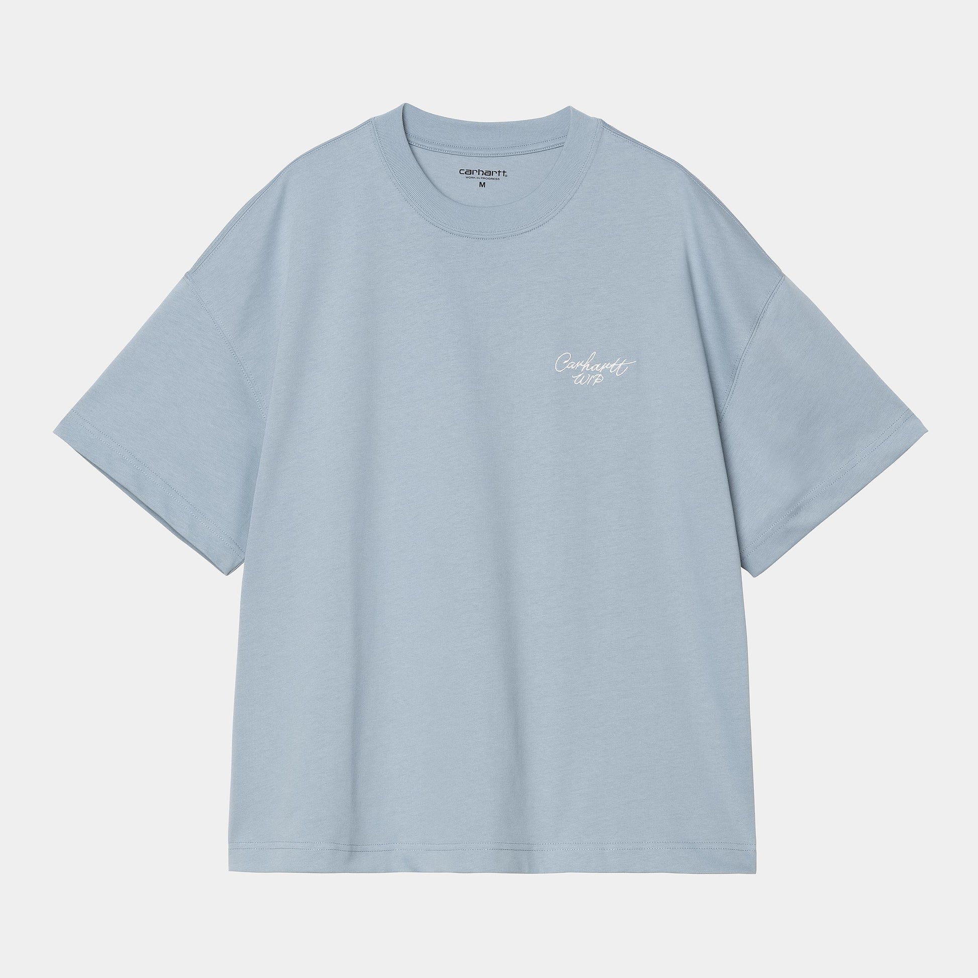 T Shirt Carhartt Wip SIGNATURE SCRIPT S/S TEE Frosted Blue
