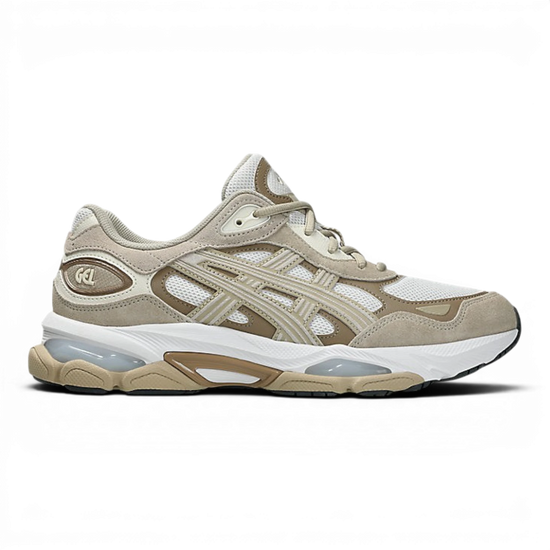 Uptown Asics GEL NYC 2.0 white and feather grey suede and mesh running shoes with GEL cushioning. — Asics