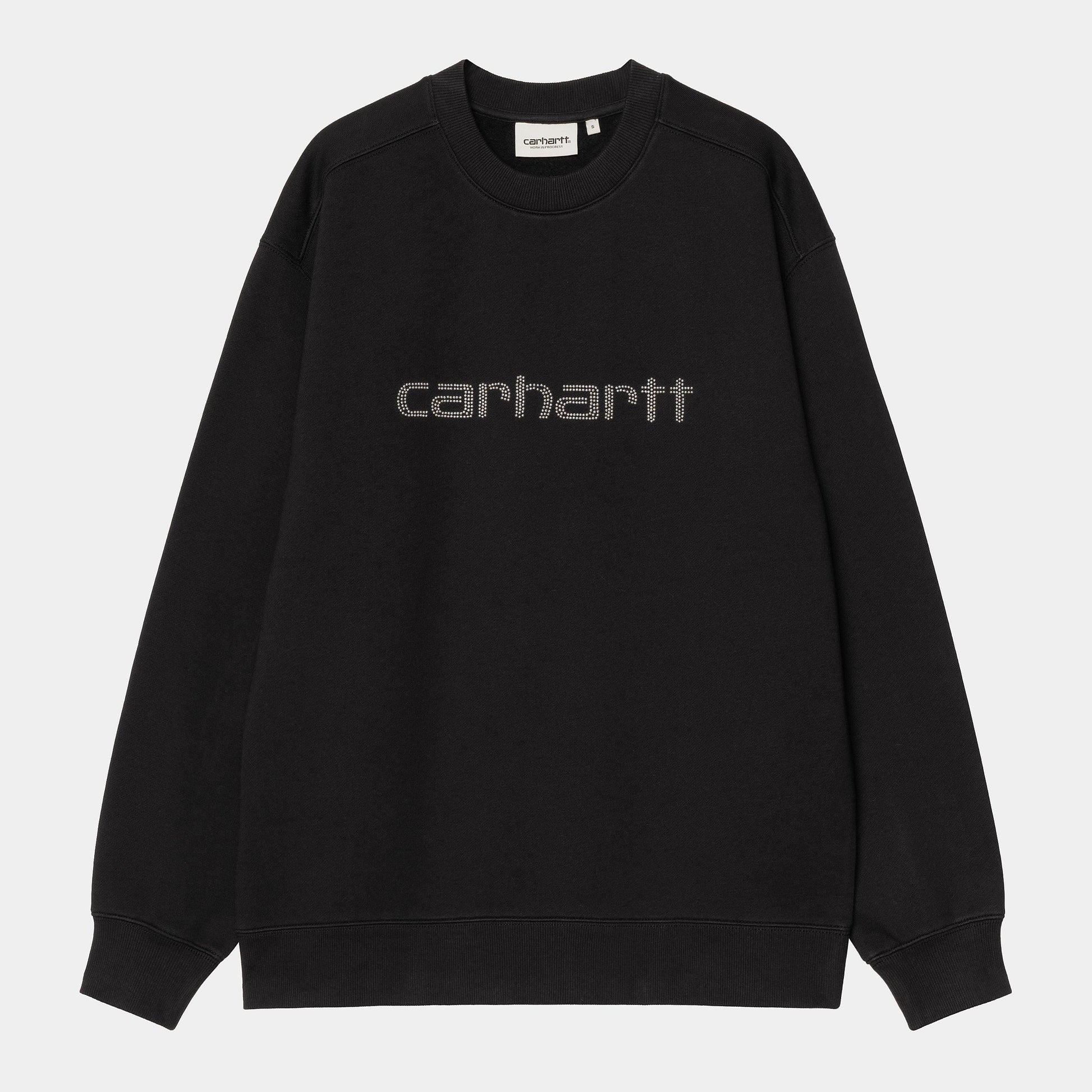 W RIVET SCRIPT SWEAT Black silver