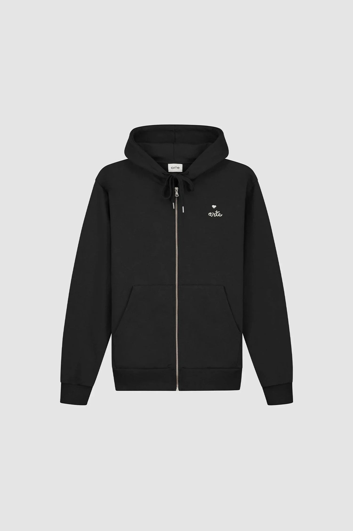Heart Zip Hoodie Black
