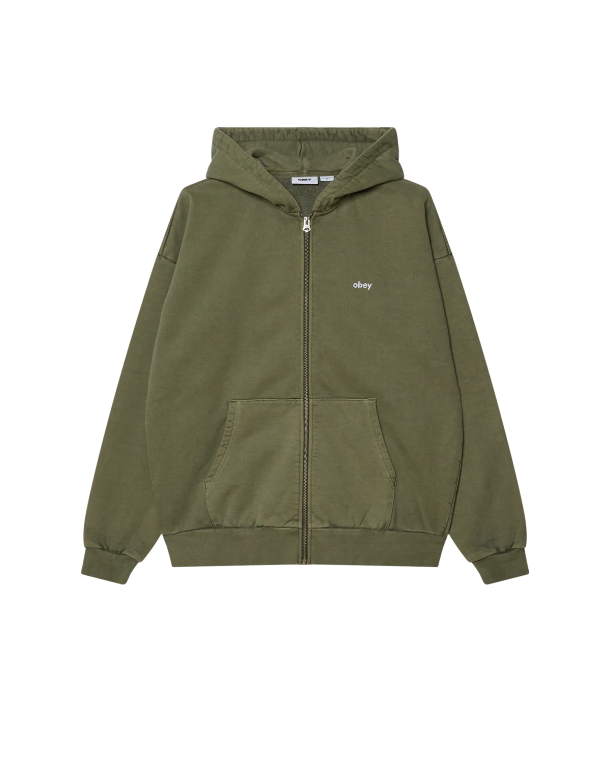 Obey Lowercase Pigment Zip Hood Jacket Pigment Deep Lichen Green