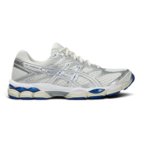 Uptown Asics GEL CUMULUS 16 running shoe in cream and illusion blue with mesh and synthetic leather overlays