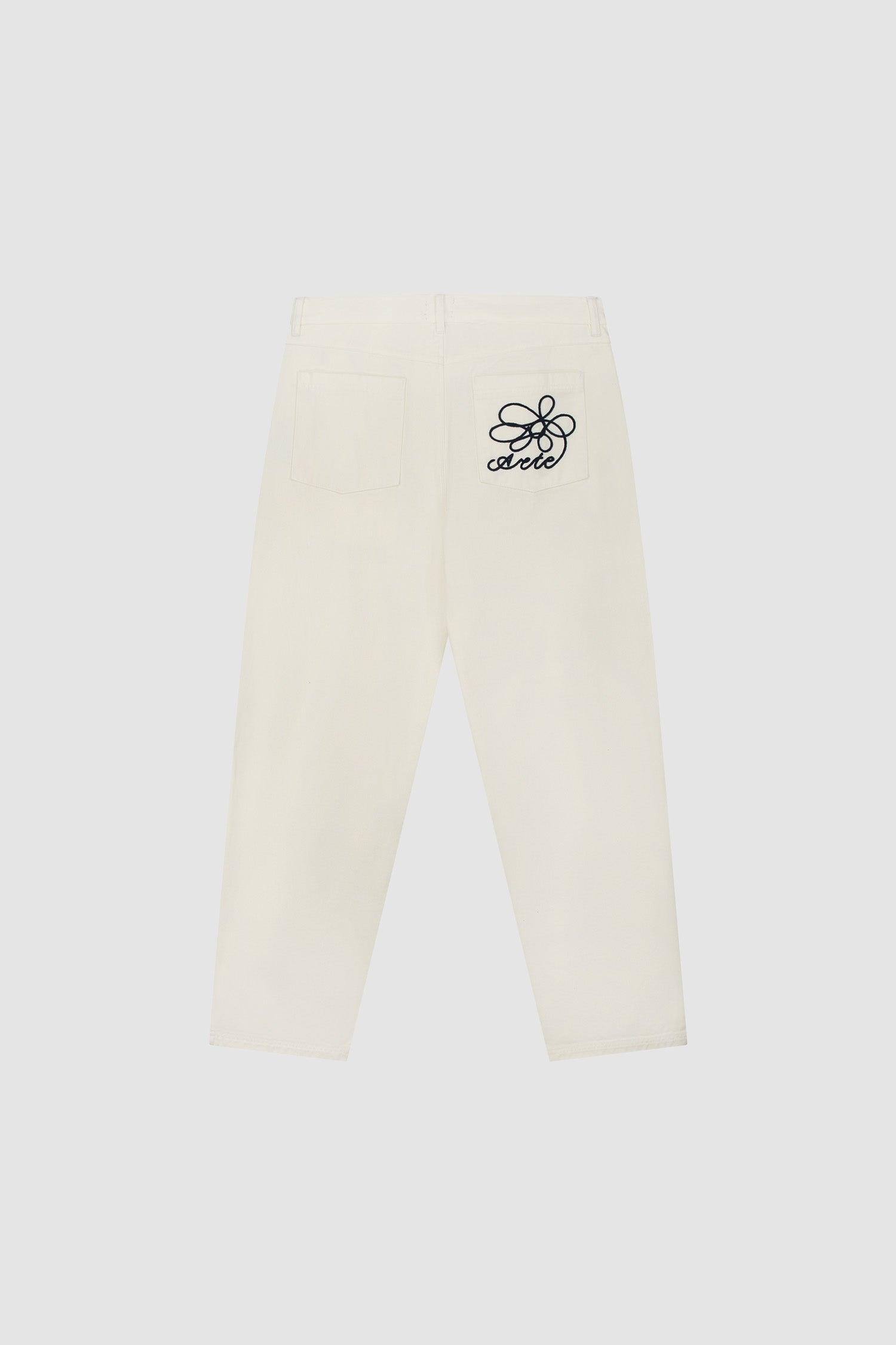 EMBROIDERY POCKET PANTS CREAM - Uptown 42