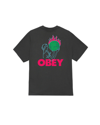 Obey World In Flames Tee Vintage Black