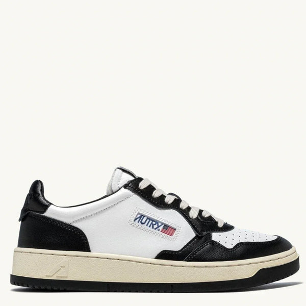 Autry MEDALIST LOW Cuir Blanc et Noir — Autry