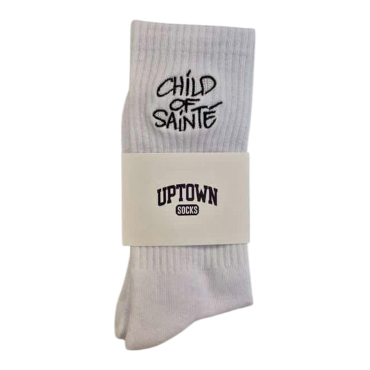 Child Of Sainté Embroidery Socks White/Black