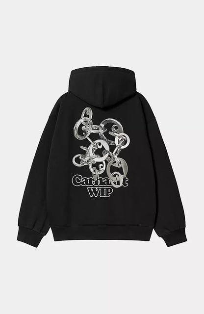 Pull Carhartt Wip HOODED CHARM LINK SWEAT Black Silver