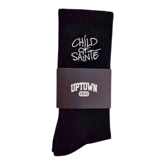 Child Of Sainté Embroidery Socks Black/White