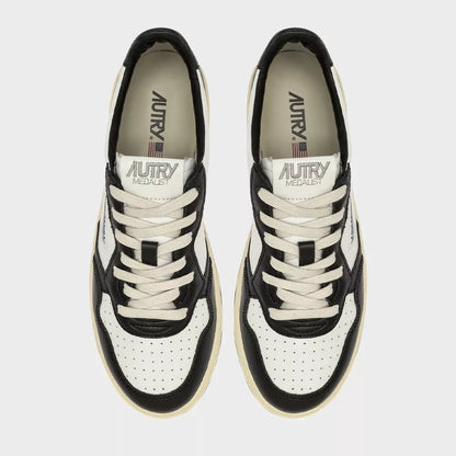 AUTRY BASKETS GAME SET MATCH MEDALIST LOW EN CUIR BLANC ET NOIR TOP