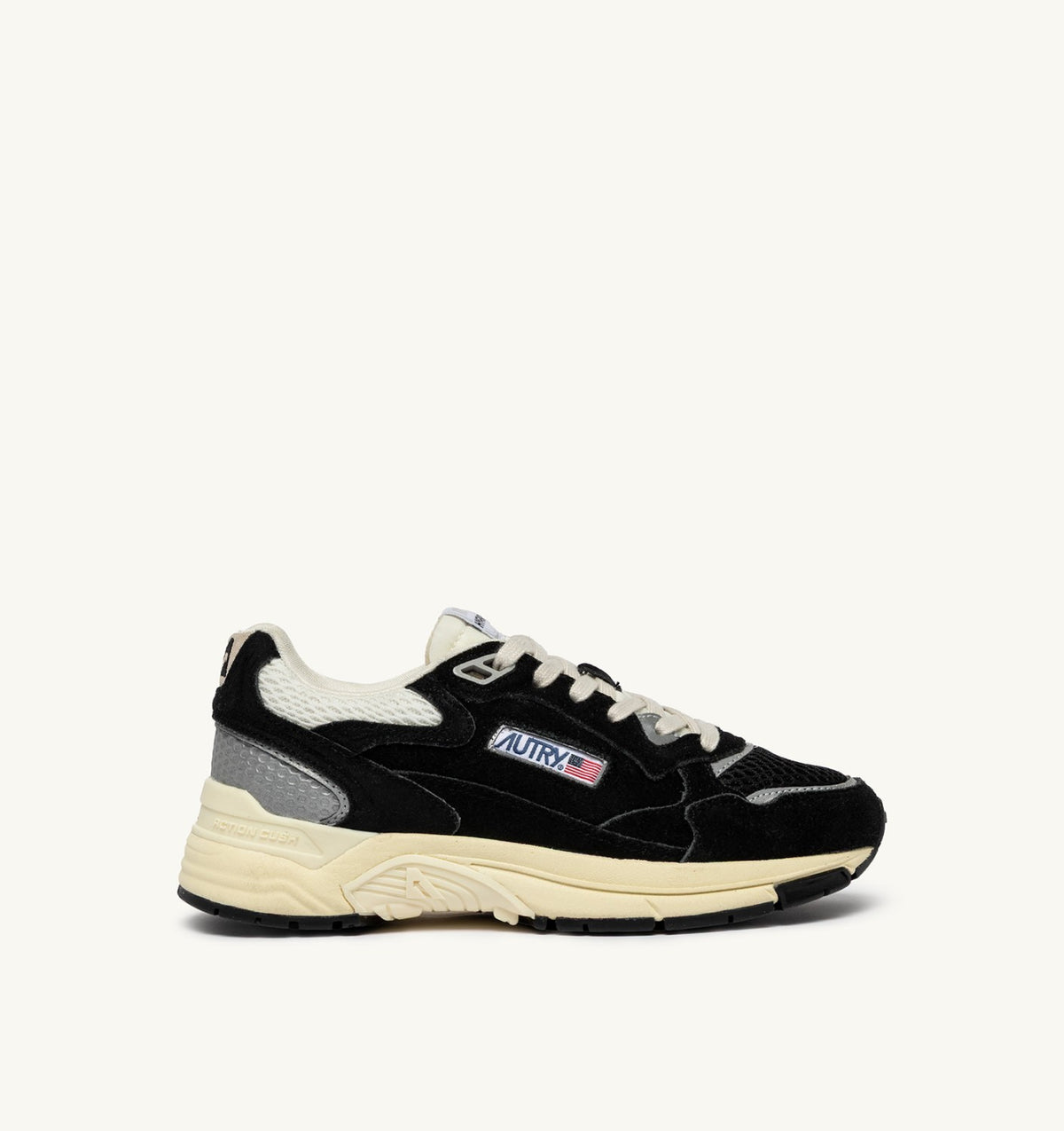 AUTRY BASKETS HYPERWAY EN MESH ET DAIM NOIR ET ARGENT