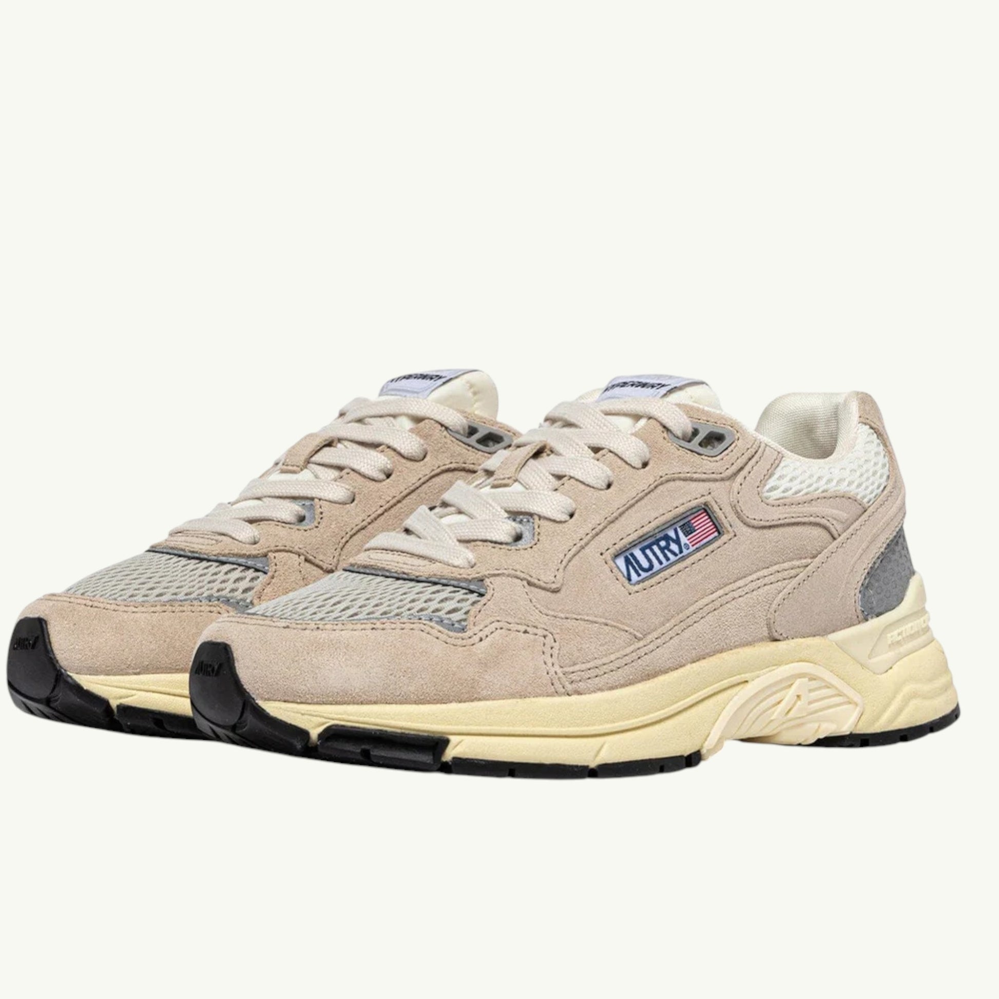 AUTRY BASKETS HYPERWAY EN MESH ET DAIM SAND ET ARGENT