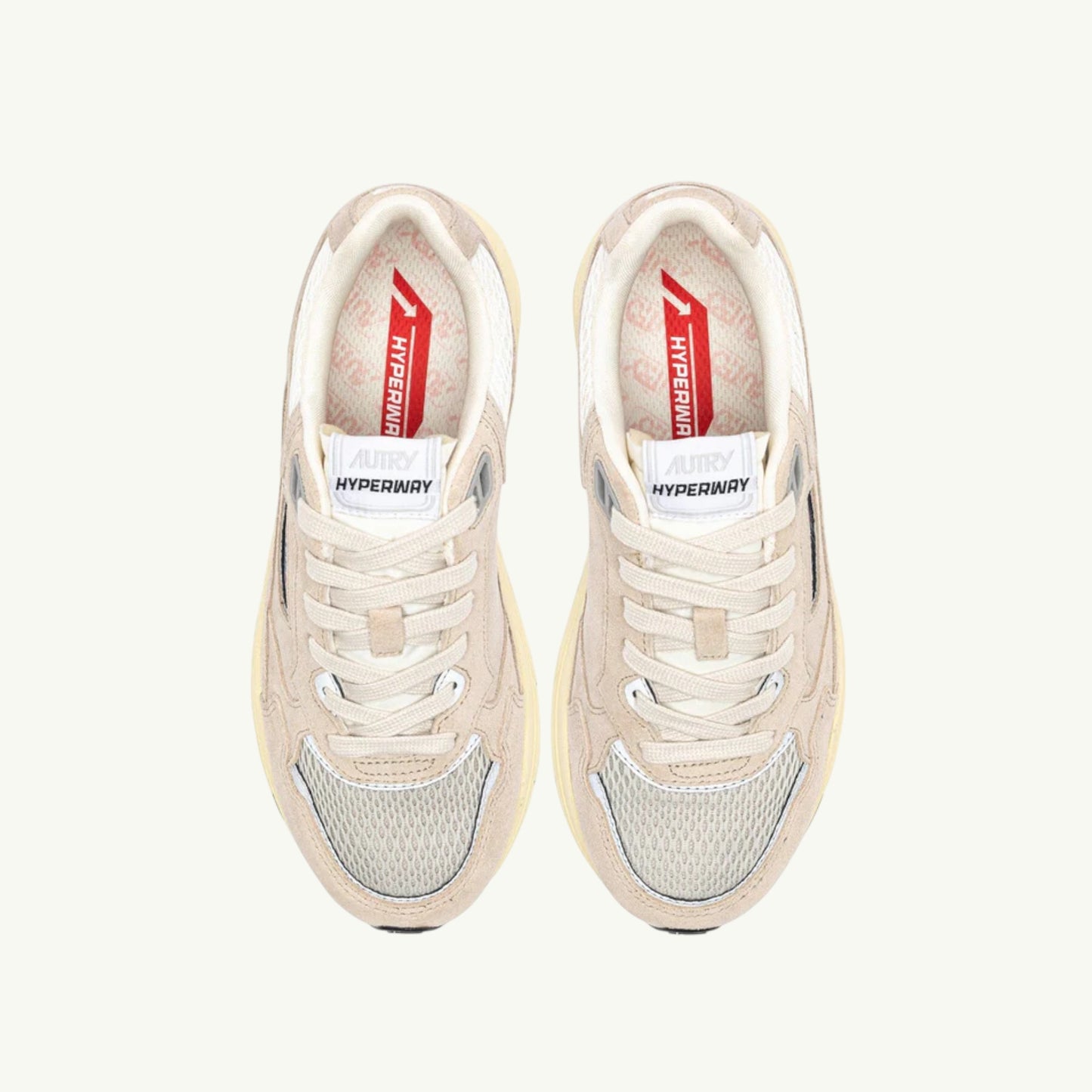 AUTRY BASKETS HYPERWAY EN MESH ET DAIM SAND ET ARGENT