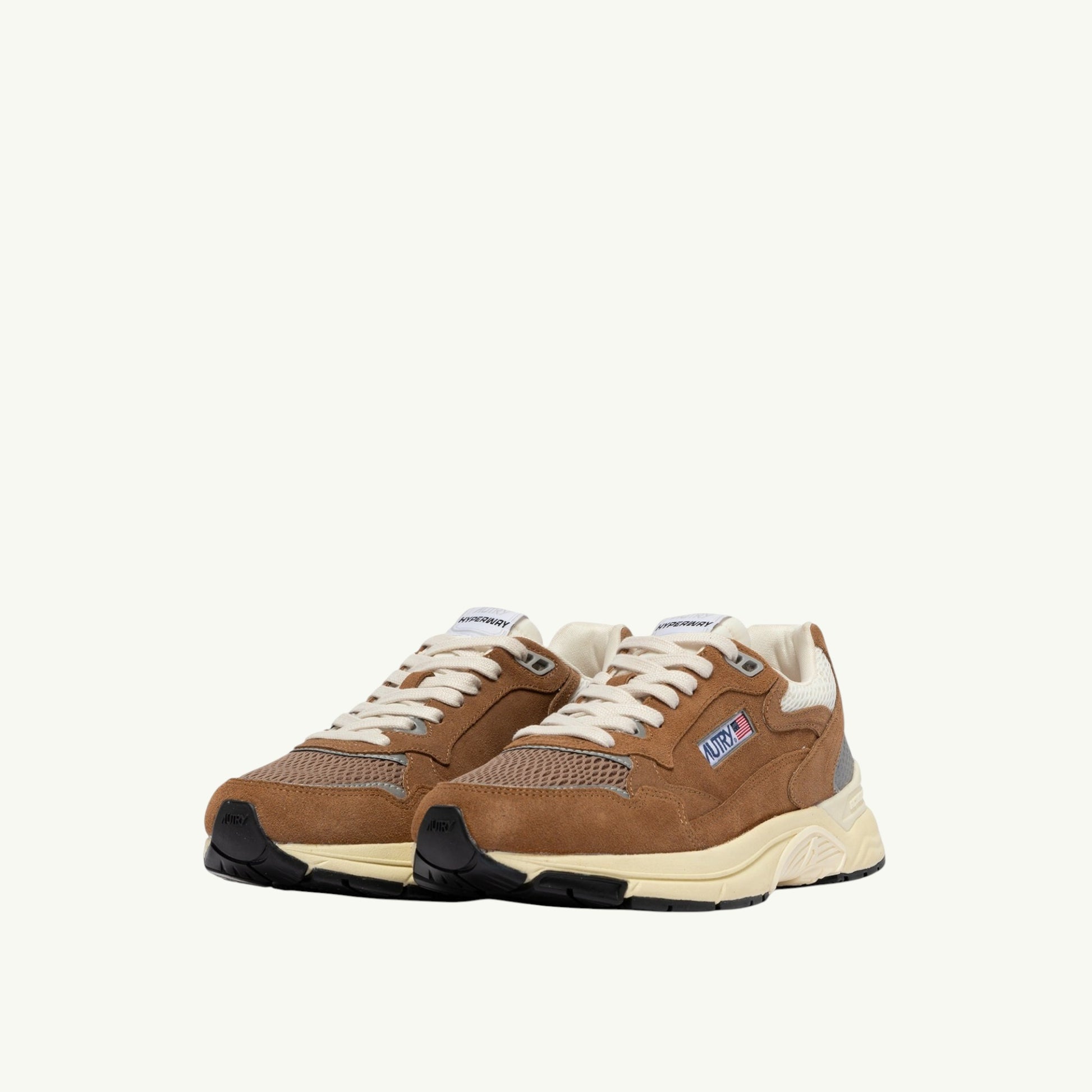 AUTRY BASKETS HYPERWAY EN MESH ET EN DAIM CIGAR ET ARGENT