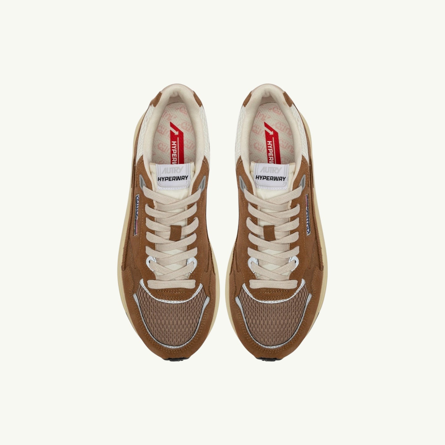 AUTRY BASKETS HYPERWAY EN MESH ET EN DAIM CIGAR ET ARGENT