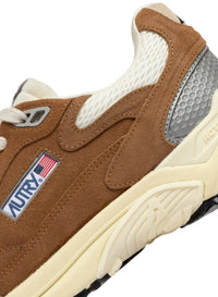 AUTRY BASKETS HYPERWAY EN MESH ET EN DAIM CIGAR ET ARGENT