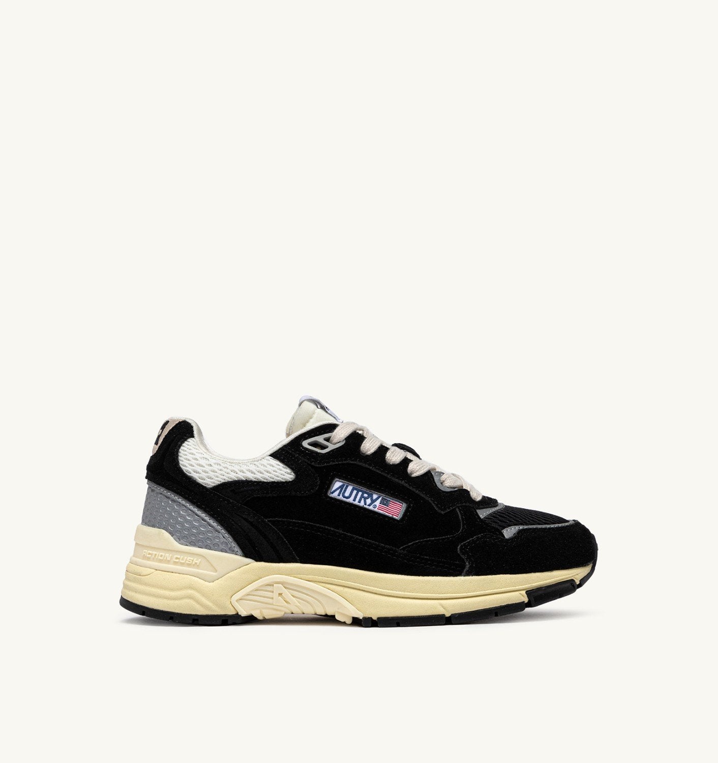 AUTRY BASKETS HYPERWAY EN MESH ET EN DAIM NOIR ET ARGENT