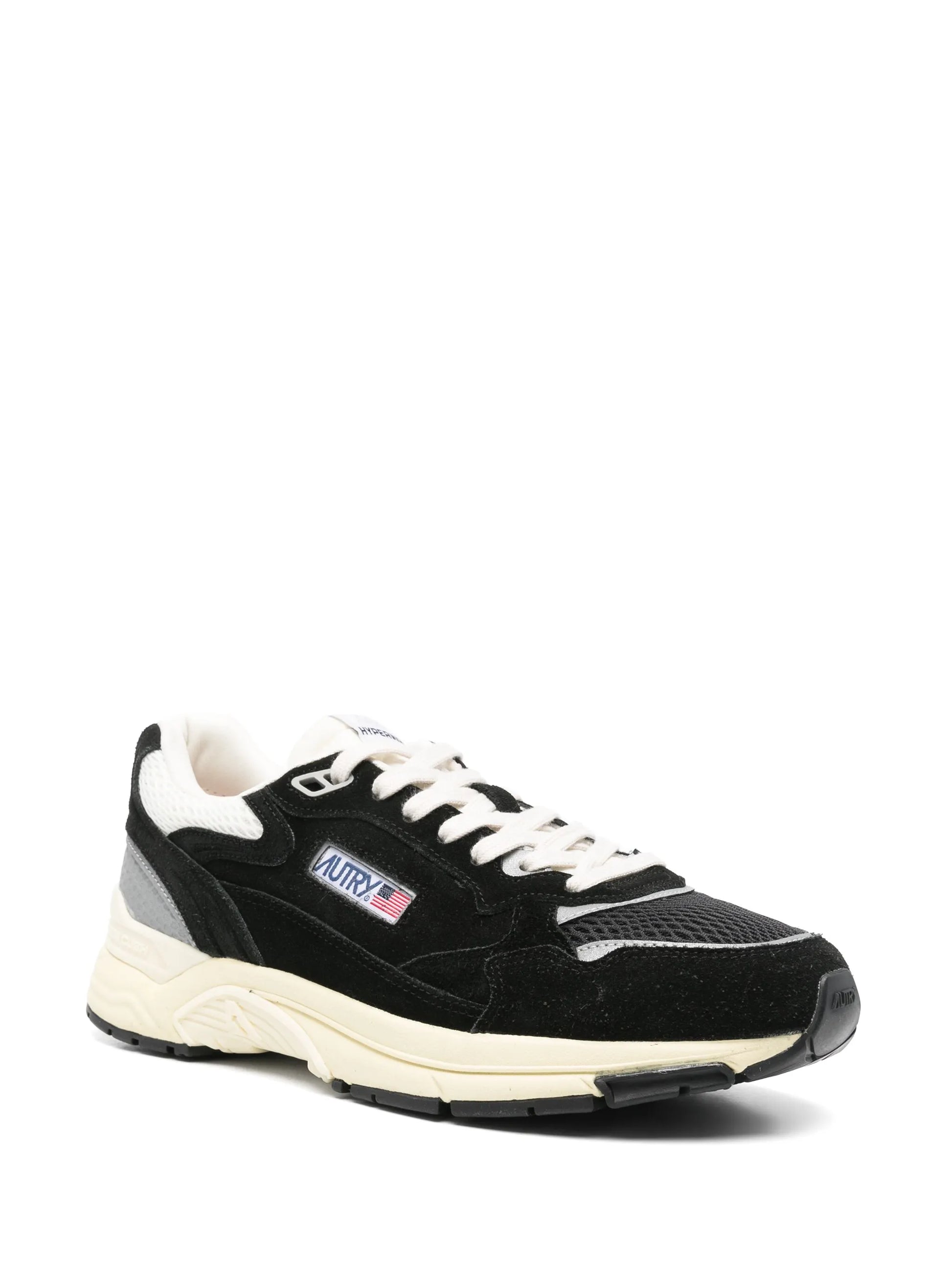 AUTRY BASKETS HYPERWAY EN MESH ET EN DAIM NOIR ET ARGENT FRONT