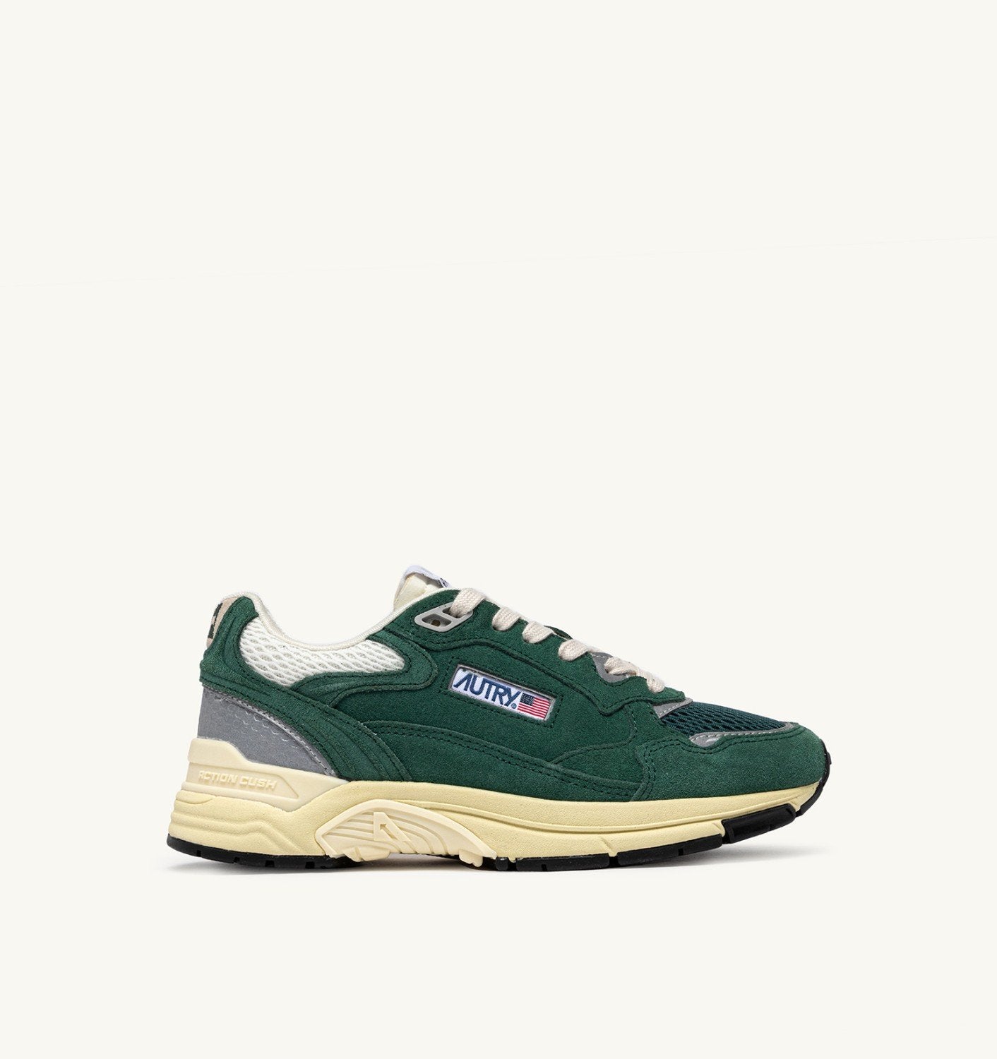 AUTRY BASKETS HYPERWAY IN MESH E SUEDE MALACHITE ET ARGENTO