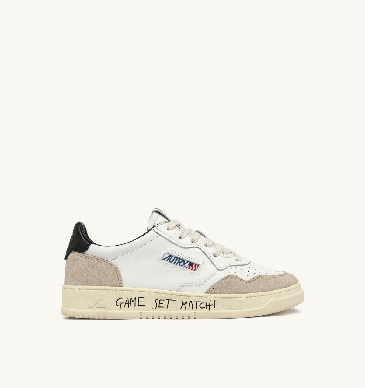 AUTRY BASKETS MEDALIST GAME SET MATCH LOW EN CUIR ET DAIM NOIR ET BLANC