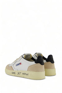 AUTRY BASKETS MEDALIST GAME SET MATCH LOW EN CUIR ET DAIM NOIR ET BLANC BACK
