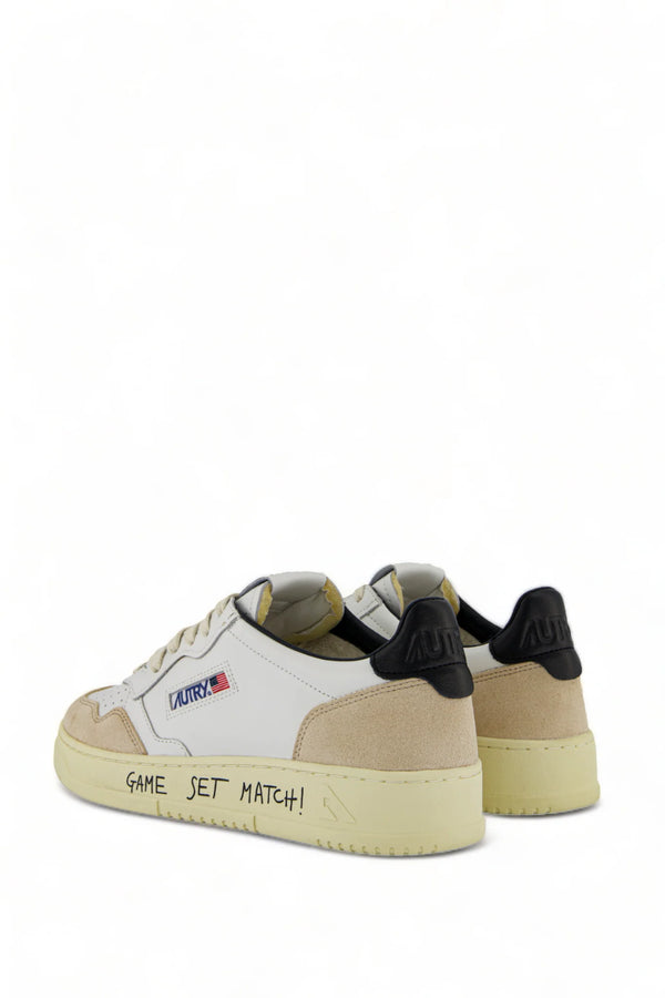AUTRY BASKETS MEDALIST GAME SET MATCH LOW EN CUIR ET DAIM NOIR ET BLANC BACK