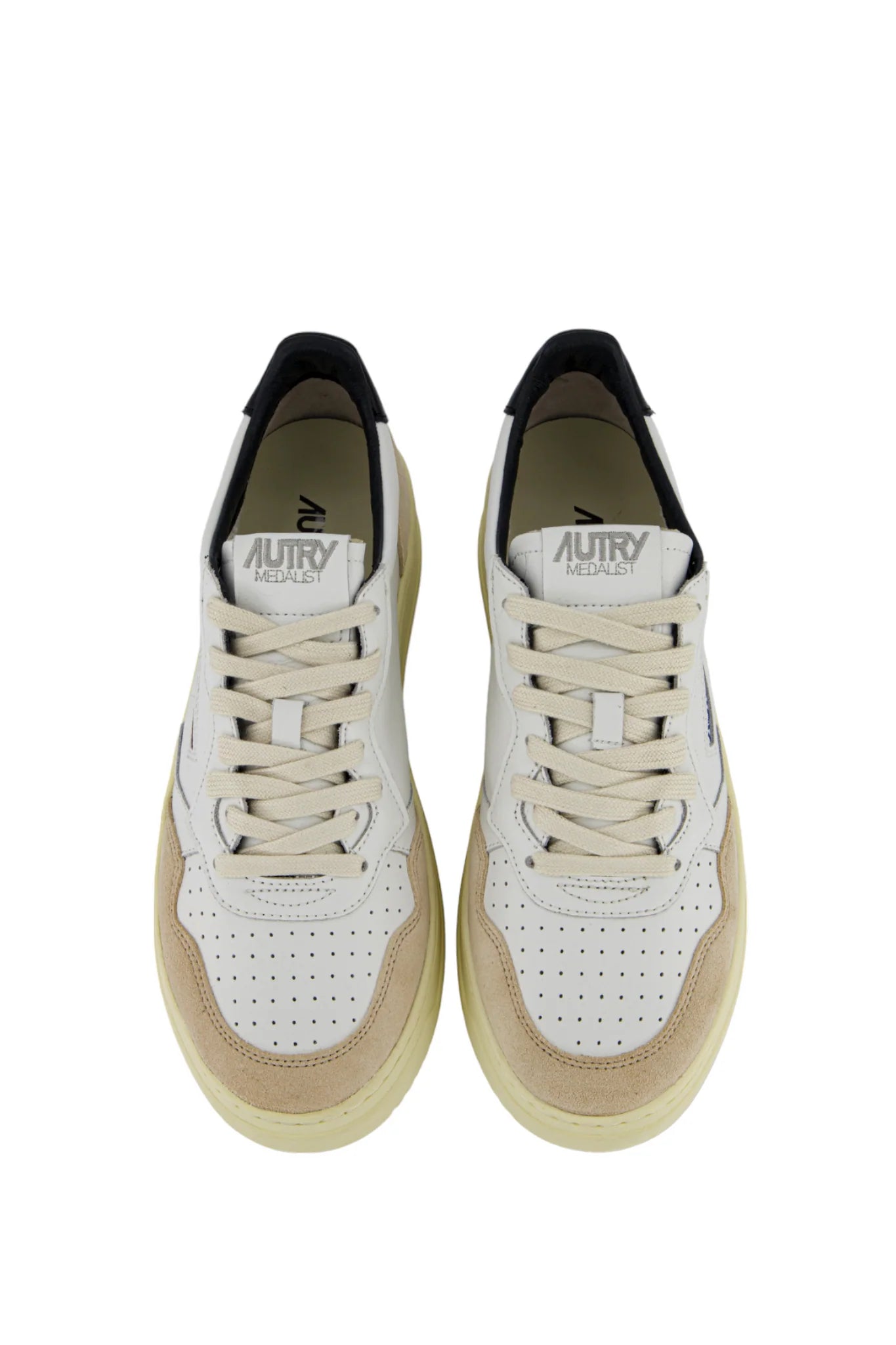AUTRY BASKETS MEDALIST GAME SET MATCH LOW EN CUIR ET DAIM NOIR ET BLANC TOP