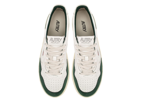 AUTRY BASKETS MEDALIST LOW EN CUIR BLANC ET DAIM BOTTLE TOP