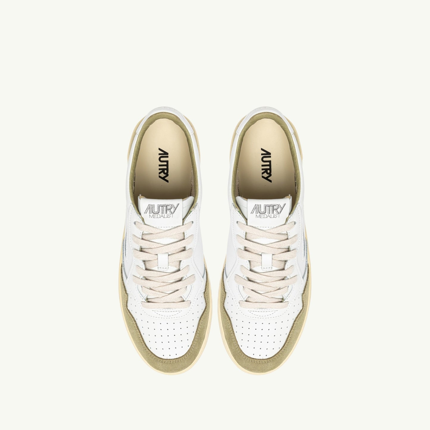 AUTRY BASKETS MEDALIST LOW EN CUIR BLANC ET DAIM GREYGN