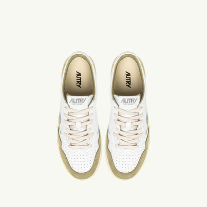 AUTRY BASKETS MEDALIST LOW EN CUIR BLANC ET DAIM GREYGN
