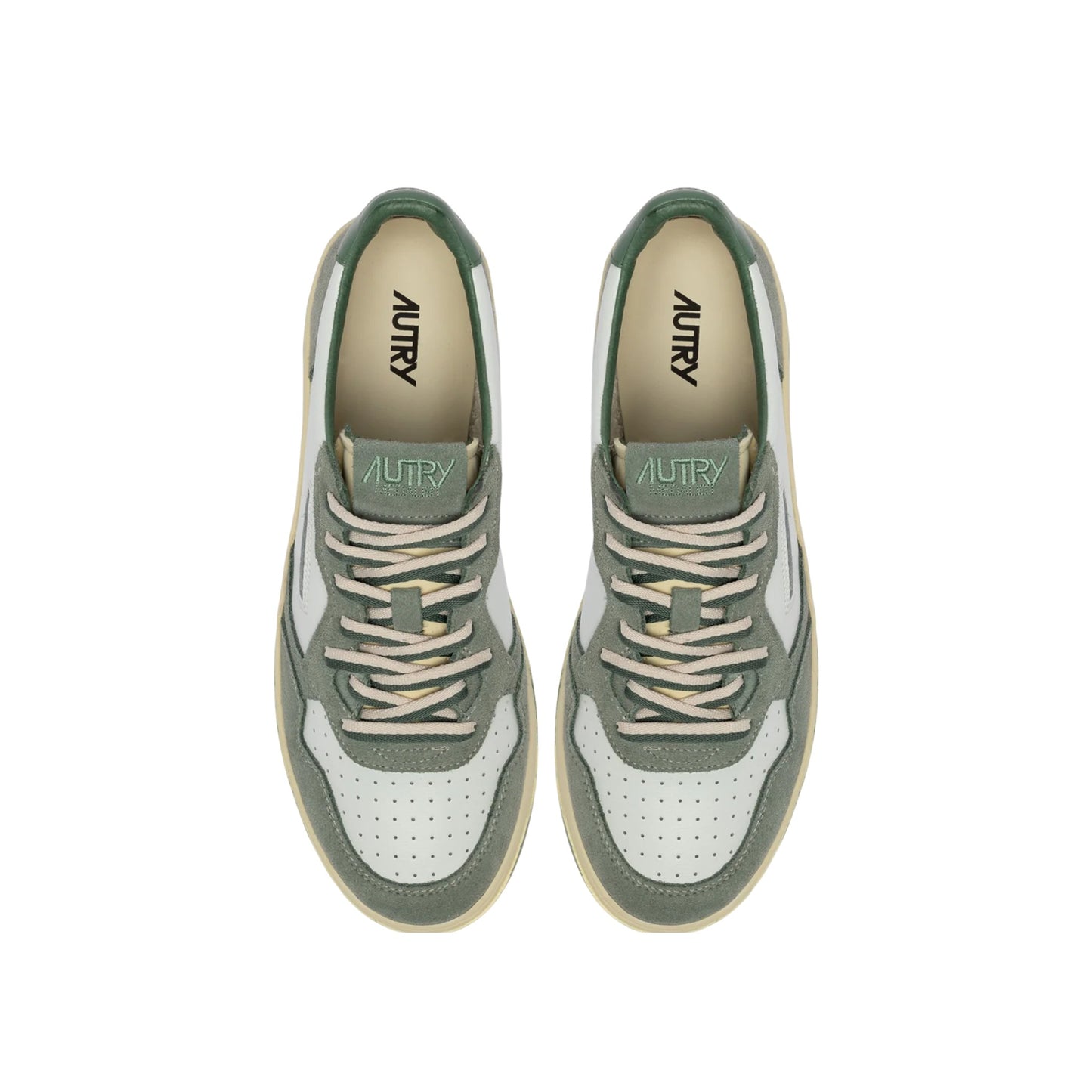 AUTRY BASKETS MEDALIST LOW EN CUIR BLANC ET DAIM SEA SPRAY