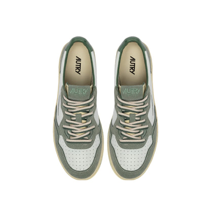 AUTRY BASKETS MEDALIST LOW EN CUIR BLANC ET DAIM SEA SPRAY