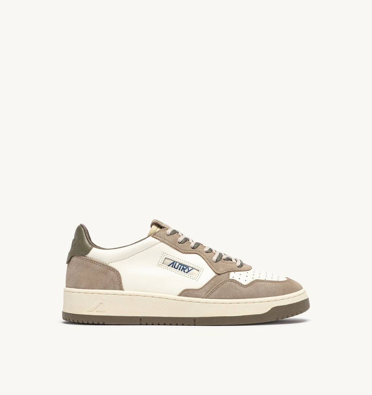 AUTRY BASKETS MEDALIST LOW EN CUIR ET DAIM COVERT GREEN ET LICORICE