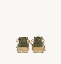 AUTRY BASKETS MEDALIST LOW SUPER VINTAGE EN CUIR BLANC COVERT GREEN ET NOIR