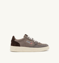 AUTRY BASKETS MEDALIST LOW TRICOLOR EN DAIM TAUPE ET CUIT