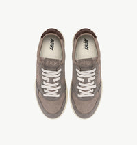 AUTRY BASKETS MEDALIST LOW TRICOLOR EN DAIM TAUPE ET CUIT