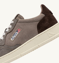 AUTRY BASKETS MEDALIST LOW TRICOLOR EN DAIM TAUPE ET CUIT