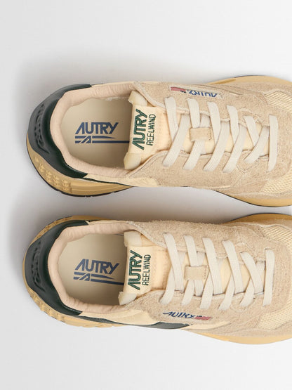 AUTRY BASKETS REELWIND LOW EN NYLON DAIM ET CUIR ECRU' ET MOUNTAIN TOP