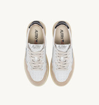 AUTRY MEDALIST BASSE EN CUIR BLANC ET NOIR ET DAIM BEIGE