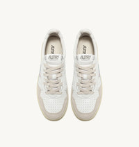 AUTRY MEDALIST LOW EN CUIR BLANC ET DAIM BEIGE