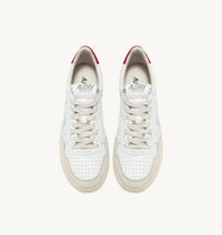 AUTRY MEDALIST LOW EN CUIR BLANC ET ROUGE ET DAIM BEIGE