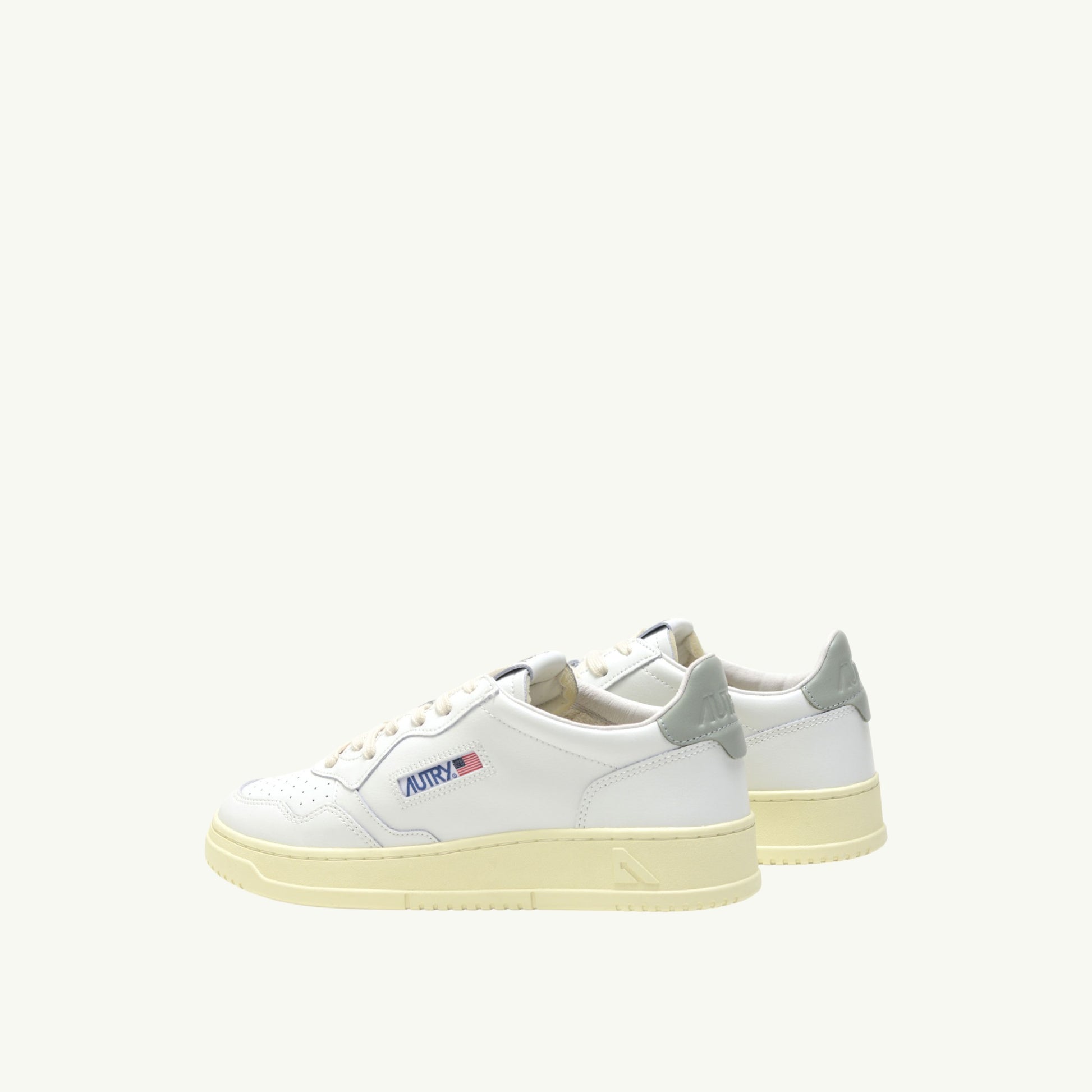 AUTRY MEDALIST LOW EN CUIR BLANC ET SEA GRASS