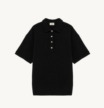 AUTRY POLO WAFFLE AVEC LOGO EN NUANCE HOMME NOIR