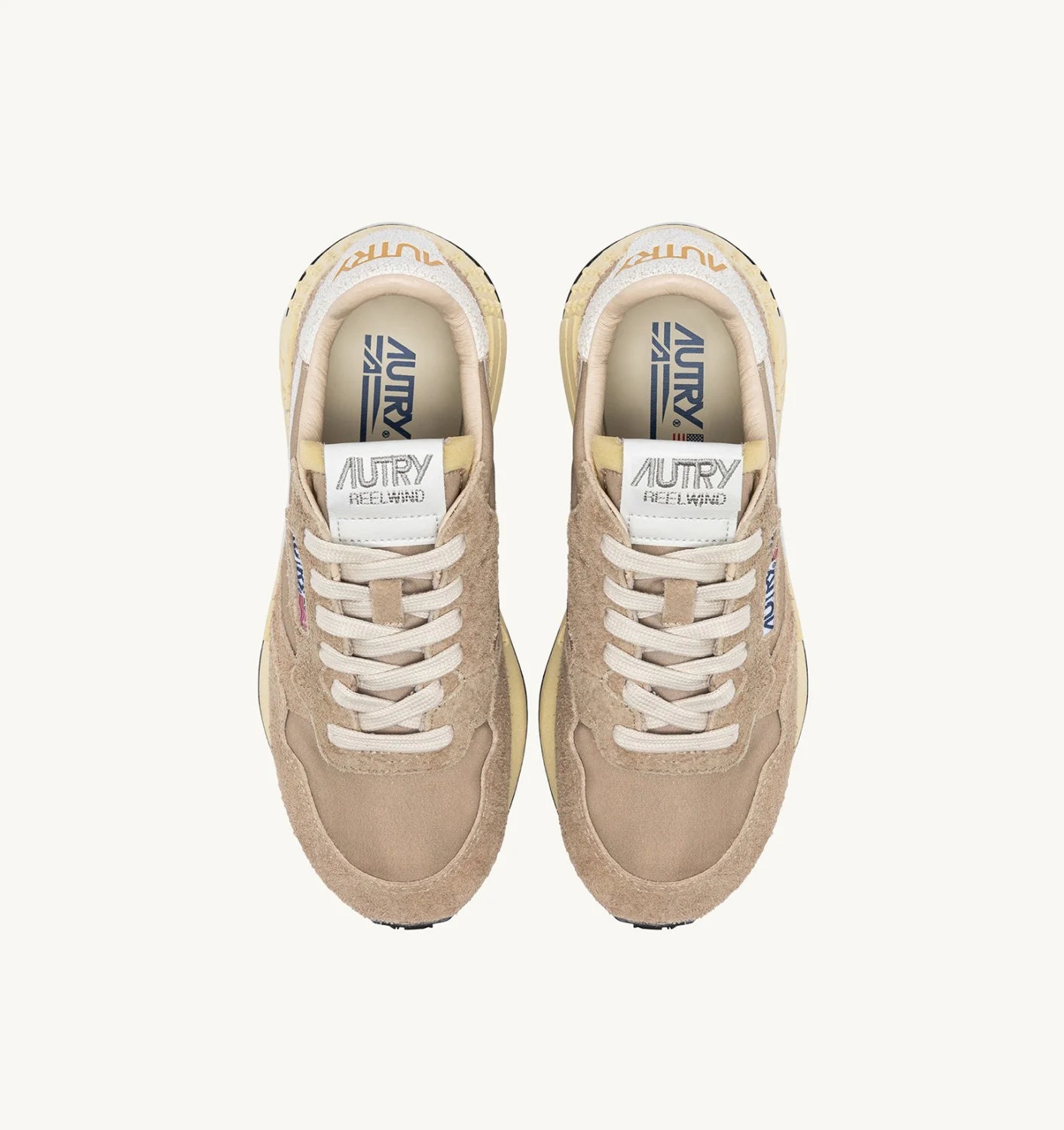 AUTRY REELWIND LOW EN NYLON ET SUÈDE PEPPER ET BLANC