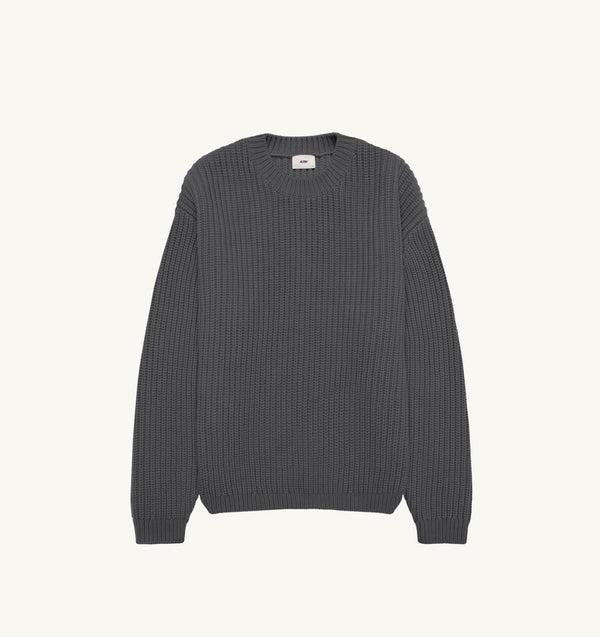 AUTRY SWEAT-SHIRT EN MAILLE UNISEX GRIS MELANGE FONCE — Autry